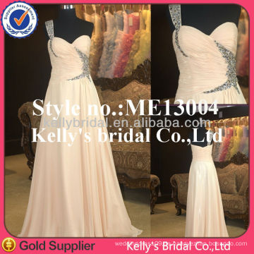 2015 ein Schulter Braut Hochzeitskleid flowy Chiffon Abendkleid Großhandel Chiffon Maxi Kleid 2015 Großhandel Einfache lange Kleid